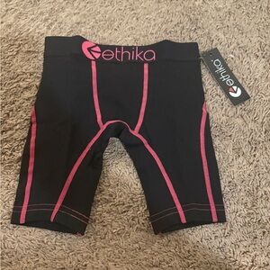 Ethika Black Shorts with Pink Stitching